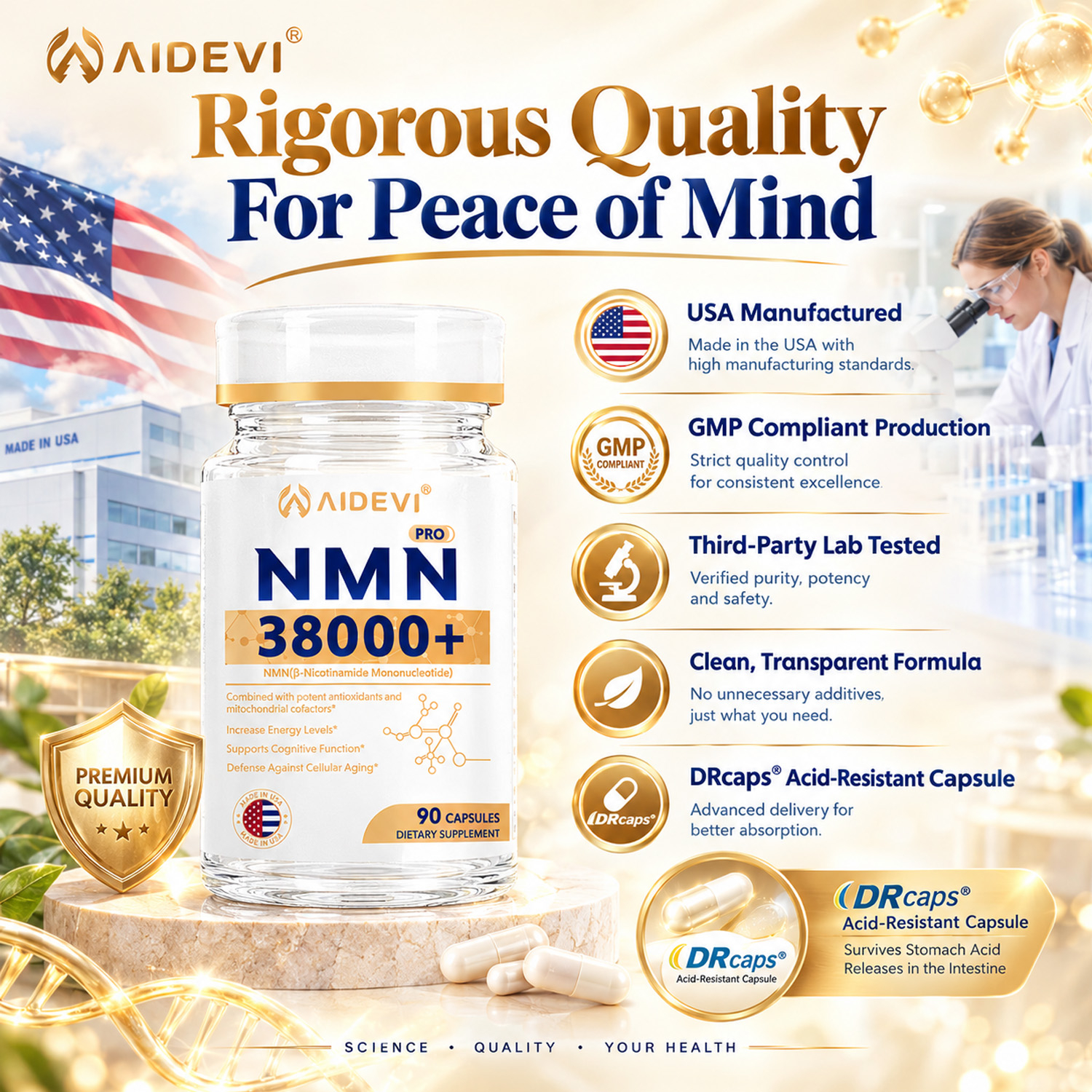 AIDEVI NMN 38000+ | Cellular Energy & Daily Vitality Support